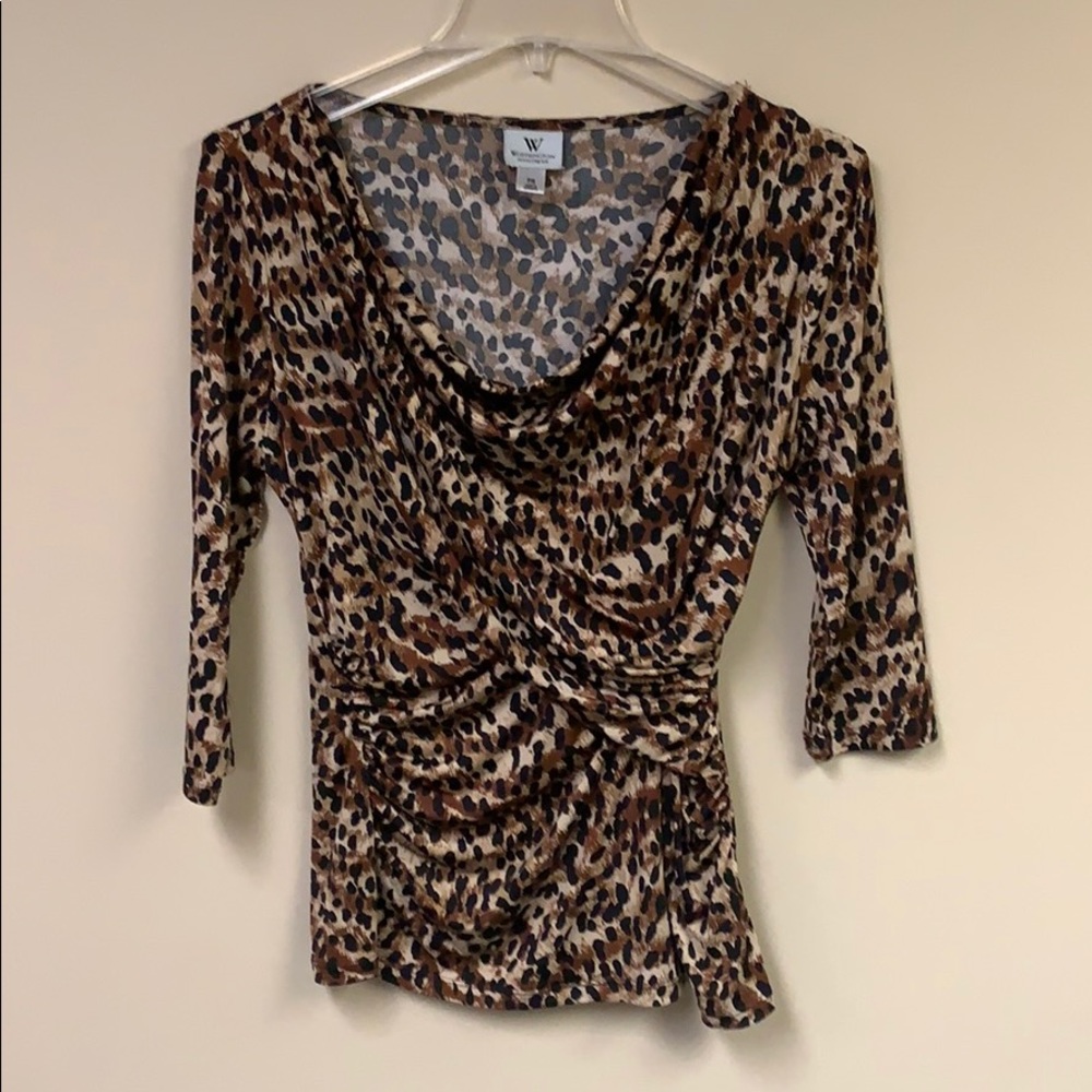 PS Ruched Animal Print Top by Worthington - Picture 3 of 7